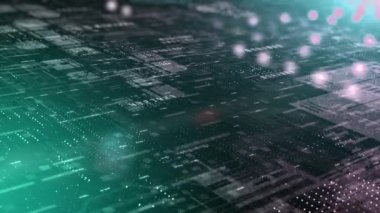 Abstract 4K Animation Green Black White Digital Cyberspace Futuristic Matrix Data Analysis Technology High Speed Internet Concept