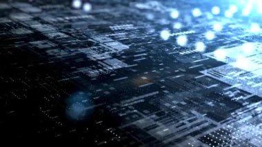 Abstract 4K Animation Blue Black White Digital Cyberspace Futuristic Matrix Data Analysis Technology High Speed Internet Concept