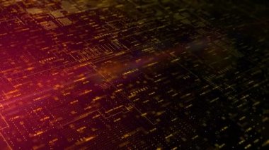 Abstract 4K Animation Red Yellow Digital Cyberspace Futuristic Matrix Technology High Speed Internet Concept