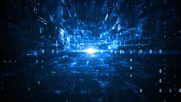 Abstract Futuristic 4K Blue Digital Cyberspace with Particles and Digital Data Network and Blockchain Connections Matrix Metaverse Background Concept