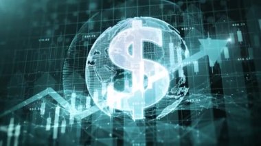 Abstract Futuristic 4K Blue Global Investment Dollar Money Currency Graph Chart Background Concept