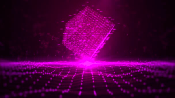 Abstract Futuristic Pink Purple Digital Technology Cyberspace Cube Blockchain Connection — 비디오