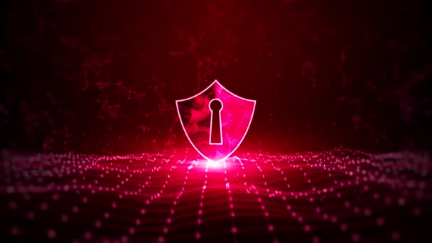 Abstract Futuristic Digital Technology Cyberspace Antivirus Shield Icon Cyber Security — Stockvideo