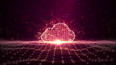 Abstract Futuristic 4K White Red Digital Technology Network Cloud Computing Icon Background Concept