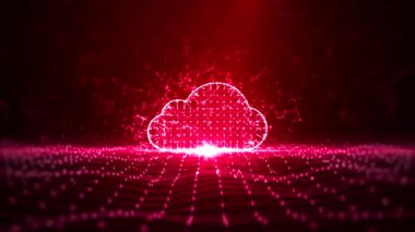 Abstract Futuristic 4K Red Digital Technology Network Cloud Computing Icon Background Concept