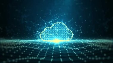 Abstract Futuristic 4K Blue Digital Technology Network Cloud Computing Icon Background Concept