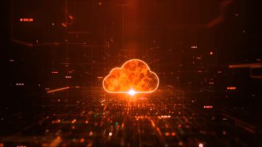 Abstract Futuristic 4K Yellow Orange Floating Digits Digital Technology Network Cloud Computing Icon Background Concept