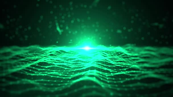 Abstract Futuristic Green Digital Virtual Tron Metaverse Technology Network Connection — Vídeo de Stock