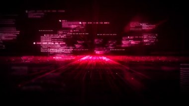 Abstract Futuristic 4K Red Digital AI High-Speed Broadband Internet Floating Text Background Concept