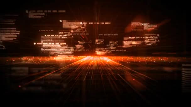 Abstract Futuristic Yellow Orange Digital High Speed Broadband Internet Floating — стокове відео