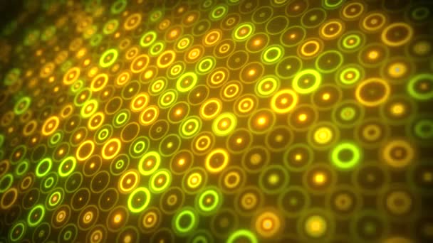 Abstract Futuristic Looped Yellow Circle Shape Pattern Blinking Science Background — Stockvideo