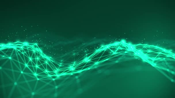 Abstract Futuristic Looped Green Internet Network Technology Data Connection Lines — 비디오
