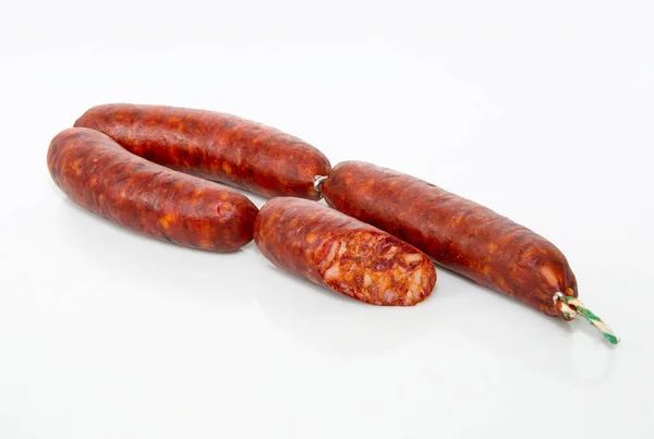 Iberian Chorizo Isolated White Background — 스톡 사진