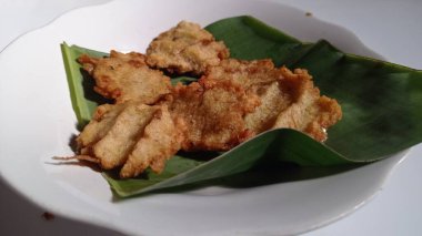 Indonesian traditional snacks made from grated cassava then mixed with anchovies or salted fish then fried