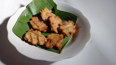 Indonesian traditional snacks made from grated cassava then mixed with anchovies or salted fish then fried