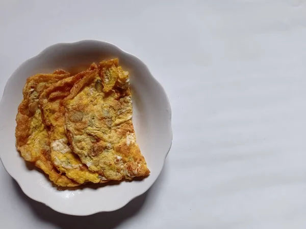 Delicious Omelette White Plate — 图库照片