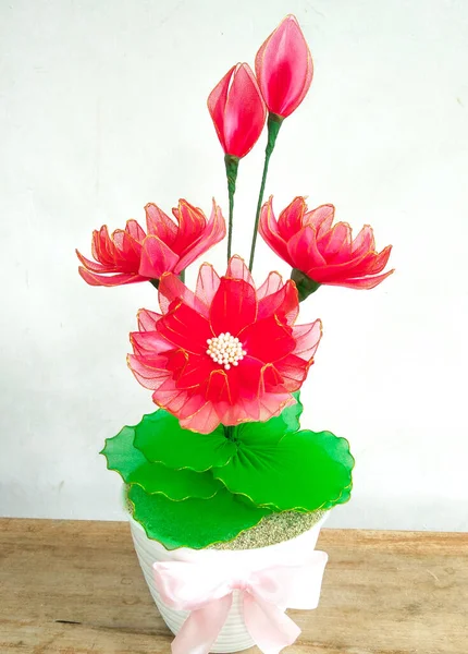 Artificial Lotus Flower Made Nylon Fabric — Photo