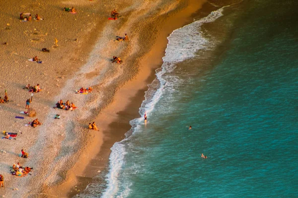 Fethiye Mugla Turkey September 2021 Top View People Vacationing Kabakkoyu — Zdjęcie stockowe