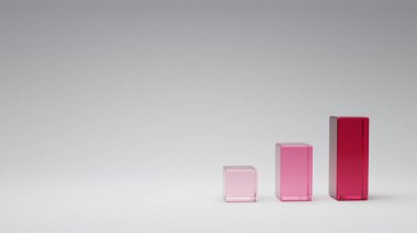 Açık arkaplanlı bir grafiği olan kırmızı ve beyaz bir iş haritasının 3D çizimi