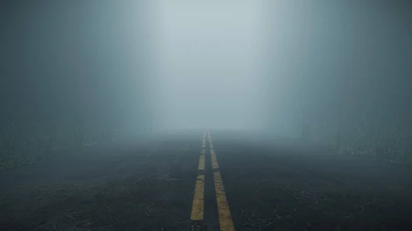 Leere Straße Nebel — Stockfoto