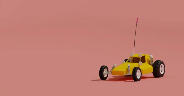 Weergave Van Een Speelgoedauto Een Roze Achtergrond — Stockfoto