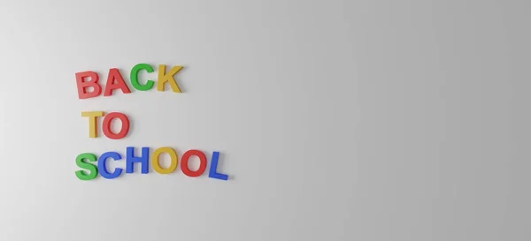 Voltar Conceito Escola Letras Coloridas Sobre Fundo Branco — Fotografia de Stock