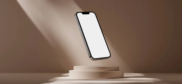 Візуалізація Смартфона Білим Екраном Фоні Стіни — стокове фото