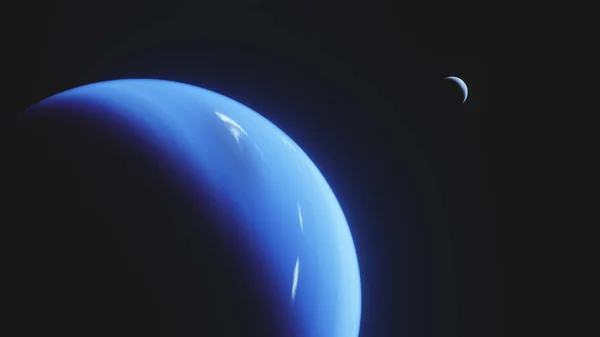 Planeta Neptune Con Luna —  Fotos de Stock