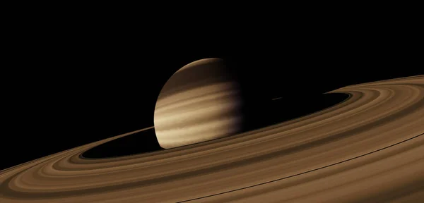 リングが宇宙にある惑星土星の閉鎖 — ストック写真