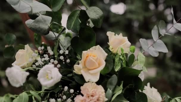 Flowers Wedding Arch Close Summer — Stock video