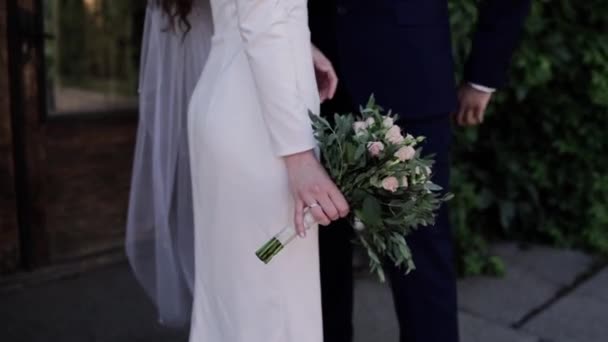 Bride Groom Bouquet Hand — Video Stock