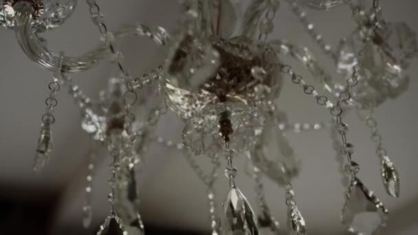 Crystal Chandelier Ceiling Room Beautiful Crystals — Vídeo de stock