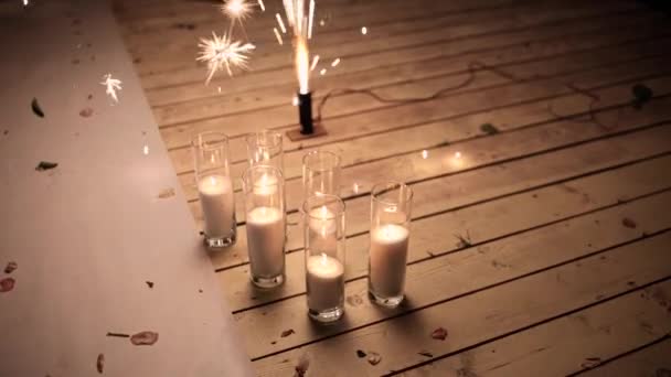 Fireworks Floor Restaurant Party — Αρχείο Βίντεο