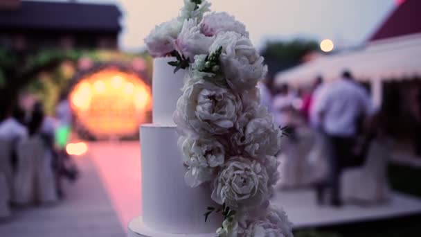 Big Beautiful Wedding Cake Evening Arch — Vídeo de Stock