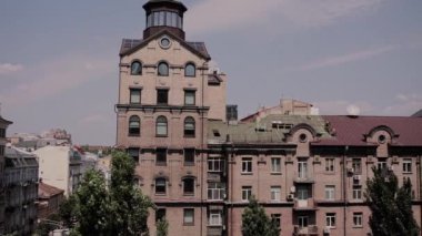view of the city and buildings from the window