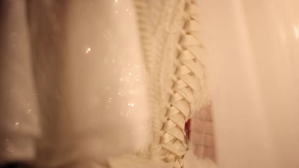 Brautkleid Glitzert Nahaufnahme Schön Pailletten — Stockvideo