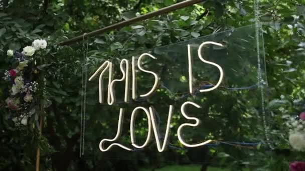 Love Inscription Street Wedding — Stock Video