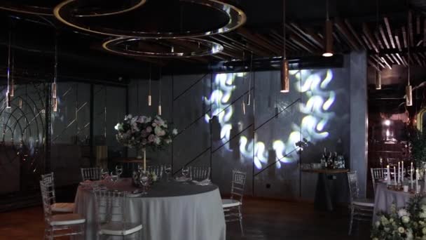 Decor Pentru Banchet Nuntă Într Restaurant — Videoclip de stoc