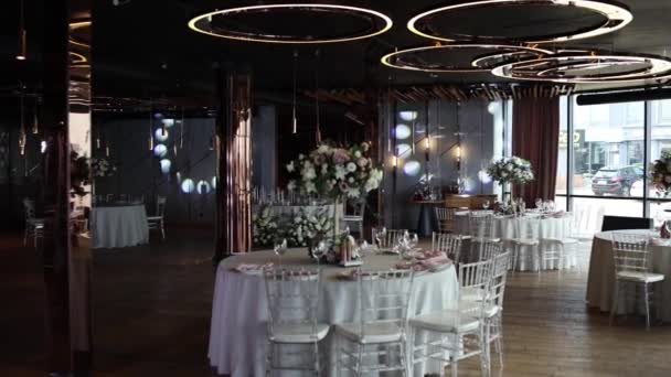 Dekor Pro Svatební Hostinu Restauraci — Stock video