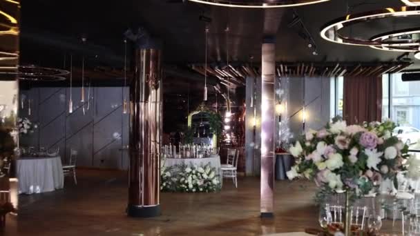 Διακόσμηση Γαμήλιας Δεξίωσης Εστιατόριο — Αρχείο Βίντεο