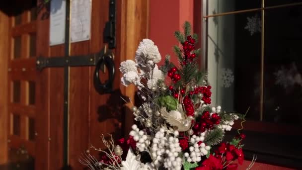 Bunga Tempat Tidur Bunga Dekat Pintu Masuk Rumah — Stok Video