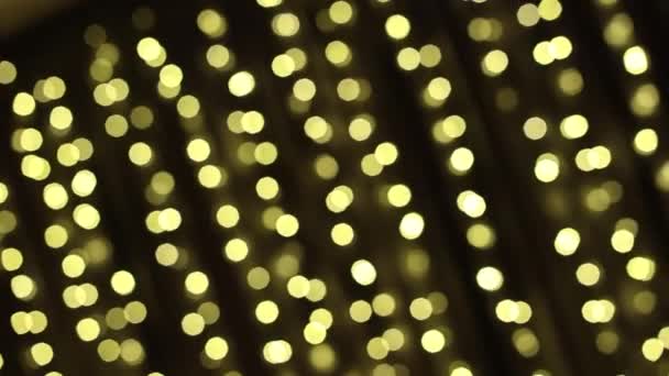 Sfondo Festivo Lampadine Gialle Bokeh Sfocato — Video Stock