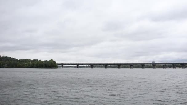 Ponte Através Rio Dnieper Kiev — Vídeo de Stock