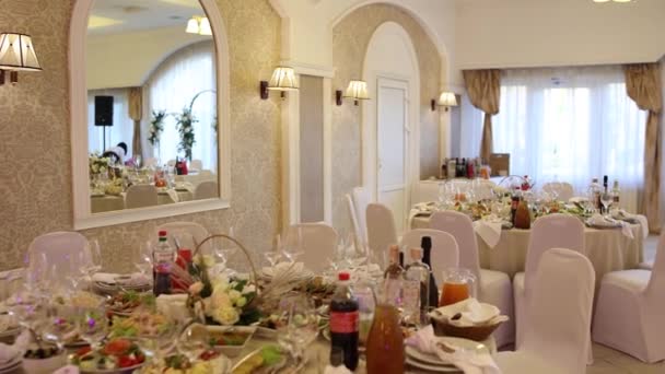 Banquet Mariage Dans Restaurant Avec Nourriture Boissons — Video