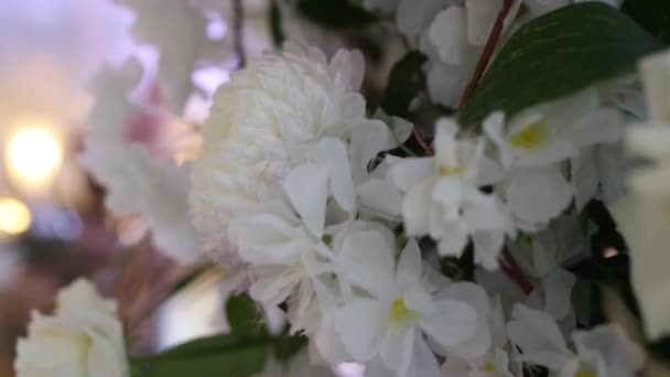 Dekor Hochzeitsbogen Aus Blumen Bei Der Zeremonie — Stockvideo