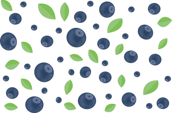 Blueberries Leaves White Background Illustration — Stock Vector