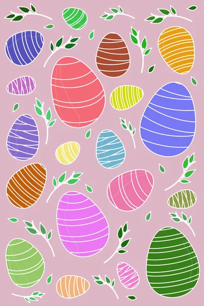 Cartel Huevos Pascua Diferentes Colores Para Pascua Para Las Fiestas — Vector de stock