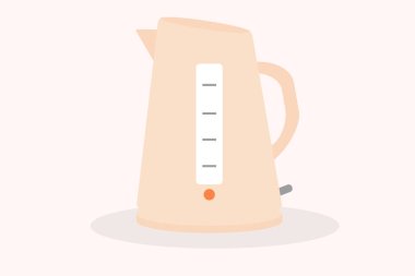 Arka plandaki mutfak aletlerinde elektrikli su ısıtıcısı pembe nesnesi