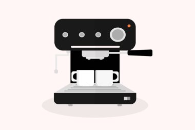 Keçiboynuzu kahve makinesi. Lezzetli kahve mutfak aletleri için iki fincan.