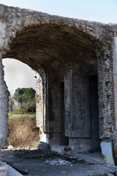 Viejo Arco Ladrillo Piedra Ruinas Italia Castillo Europeo — Foto de Stock